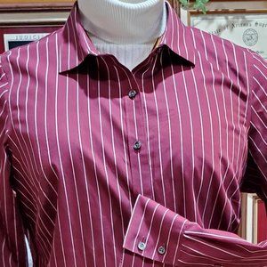 Lovely maroon, white stripe, Lands End Shirt, 16W